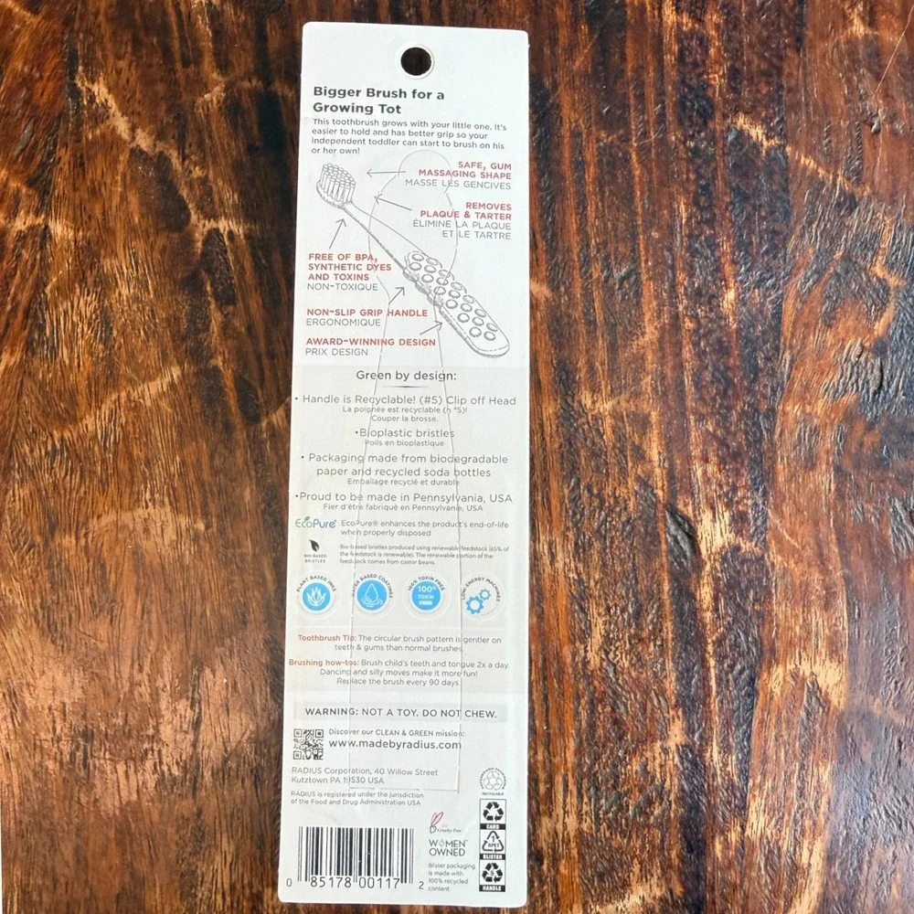 Radius Totz Plus Kids Toothbrush Teal 3‎ Years+ Extra Soft Made in USA